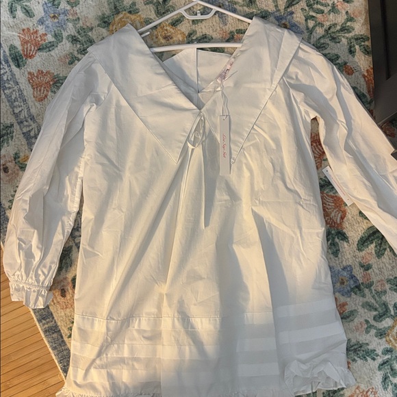 Lisa Says Gah White Sailor-Collar Ruffled Mini Dress - Picture 3 of 4